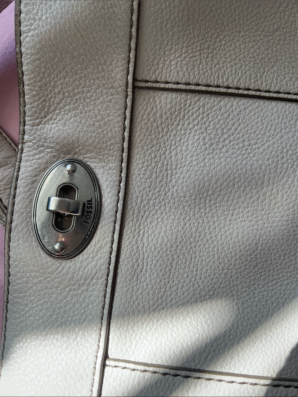 Women's Neutral Leather Shoulder Bag - Beige silver hardware - Picture 12 of 16